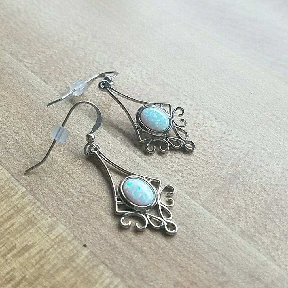 White opal earrings